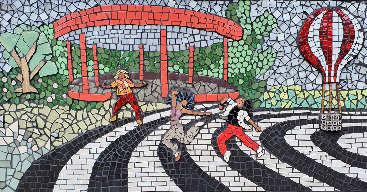 Mosaik från mosaikverkstaden i Rågsved 2022.