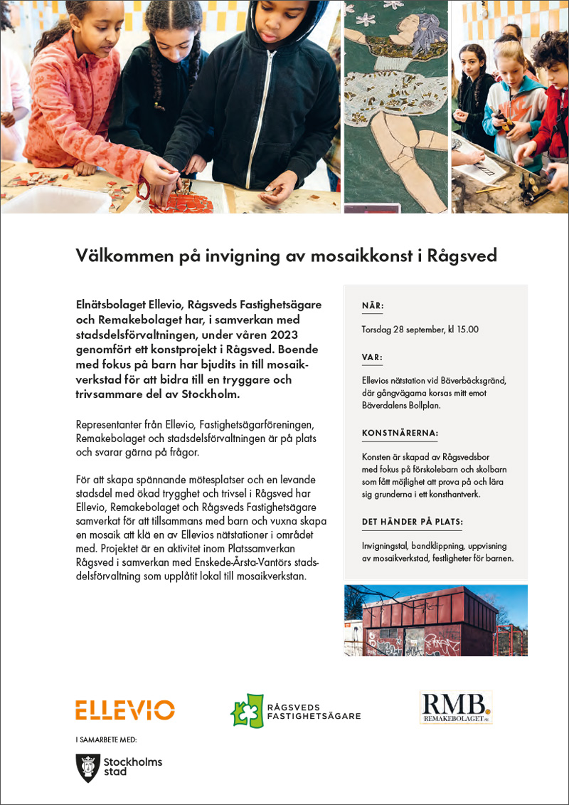 Välkommen på invigning av mosaikkonst i Rågsved