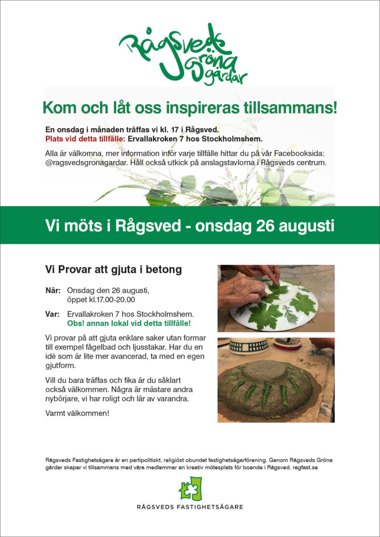 Inbjudan Gröna Gårdar 26 augusti 2026