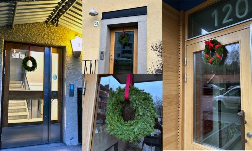 Julkransar i Rågsved julen 2025.